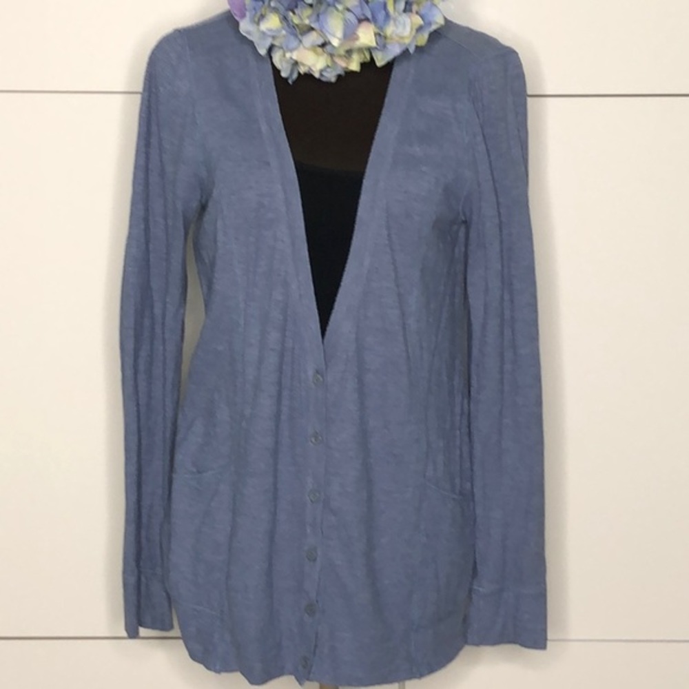 HOLISTIA Lightweight Blue Button Down Cardigan